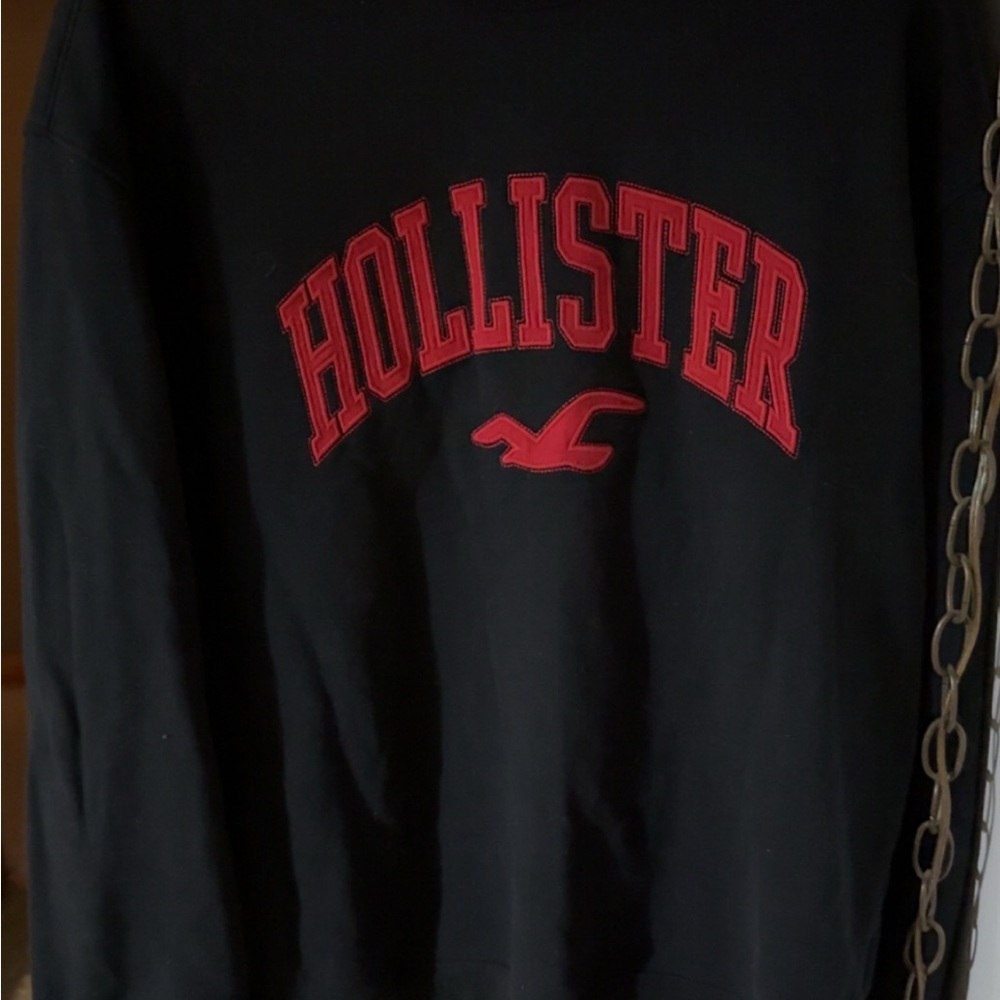 Hollister Black Crewneck with Red Accents